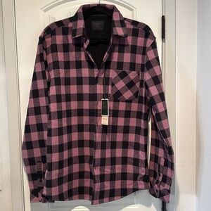 NWT Nomad Pink & Black plaid lined flannel size L